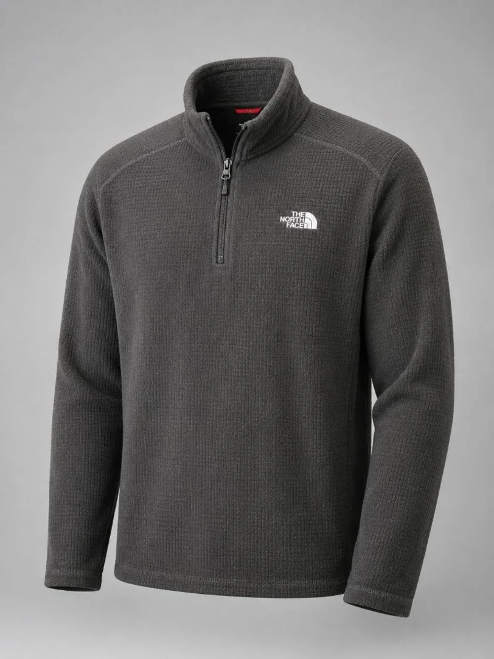 The North Face Cap Rock Mens Large Pullover Gray Textured Half Zip Fleece
